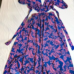 Floral Blue and Pink Kids Dress